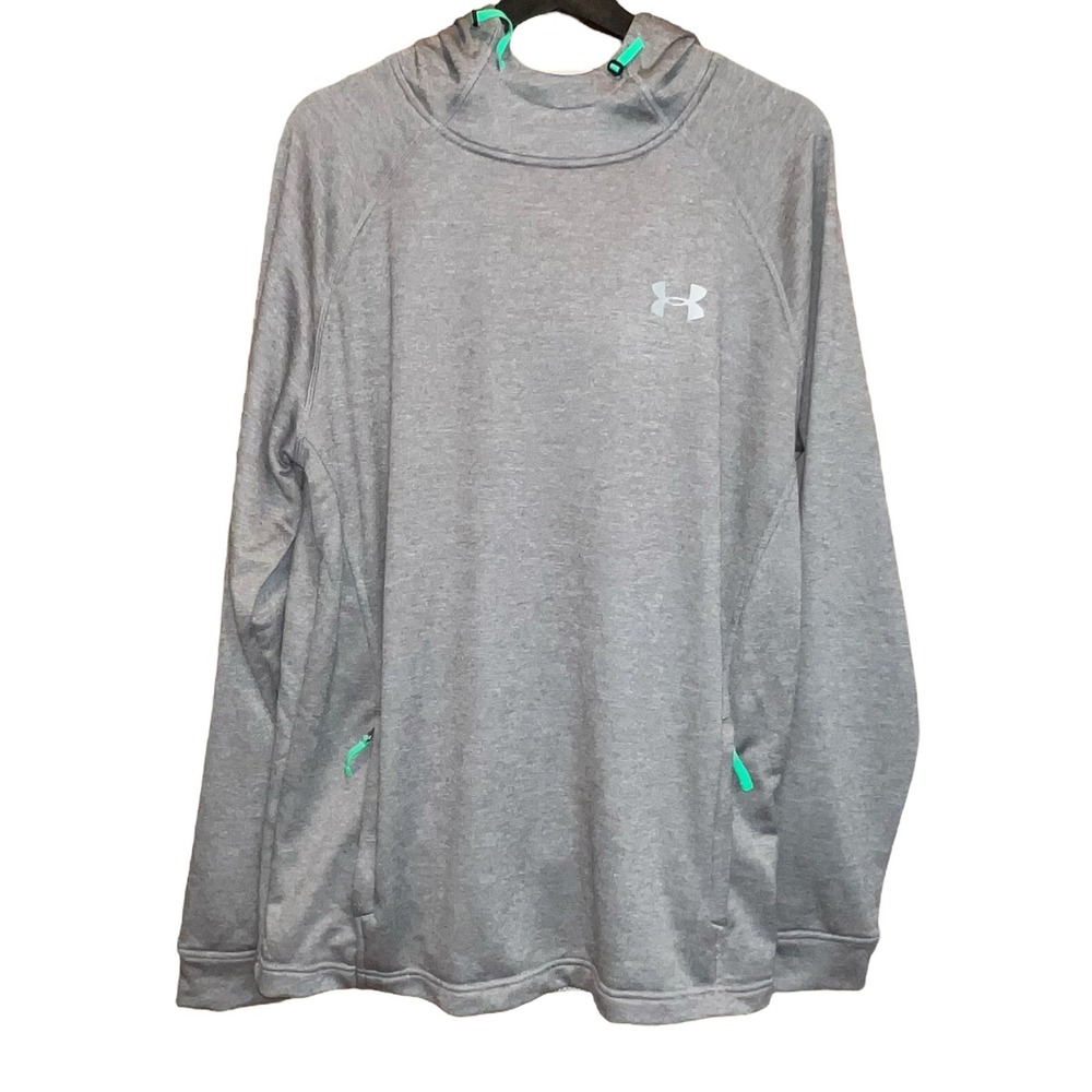 Under Armour Cold Gear Hoodie Mens L Gray Pullover Activewear Pockets